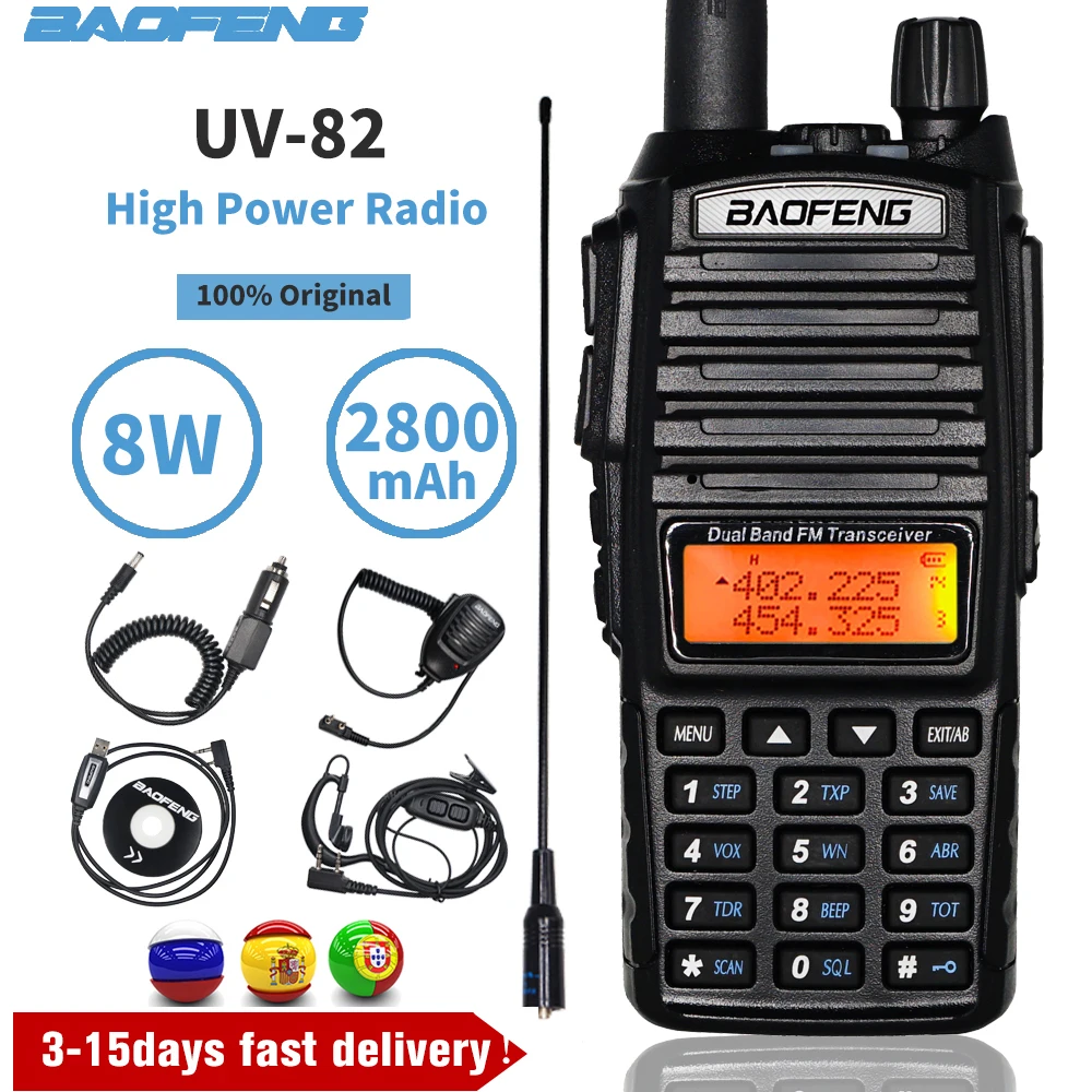 Real 5W/8W Baofeng UV-82 Walkie Talkie UV 82 banda Dual FM transceptor UV82 poderoso caza jamón estación de Radio CB 10KM Intercom