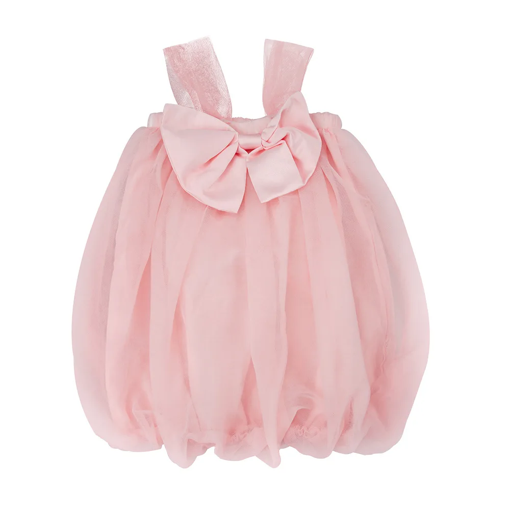 

Kids Dresses For Girls Pink Cute Infant Princess Dress Mesh Christening Dress Bow Suspenders Sleeveless Children Party Dress