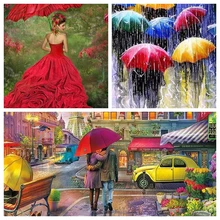GATYZTORY 5D алмазная живопись Полная площадь DIY домашний декор мозаичные Стразы картина с логотипом на заказ зонтик история любви 3 шт. в партии