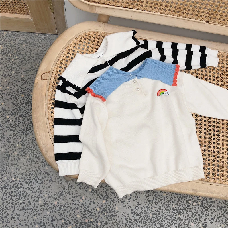 

New 2019 Autumn 1-6Yrs Baby Boys Girls Sweater Clothing Children Knitted Rainbow Stripe Sweaters