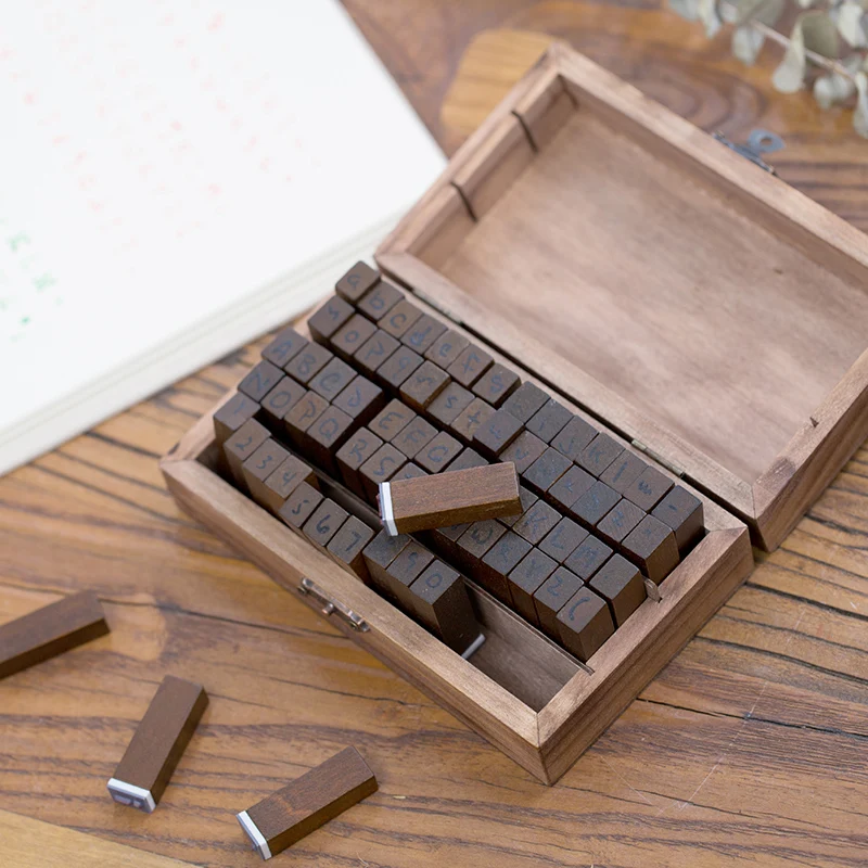 

New 2020 Anglais Cursive Digital English Stamp Wooden AlPhaBet Digital Letters Seal Set Standardized Stamps English Letter Stamp