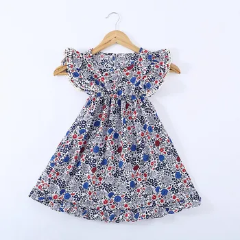 

Cute Baby Girls Summer Sundress Print Ruffle Dress Toddler Kids Cotton Casual Dresses Outfit Short Sleeve