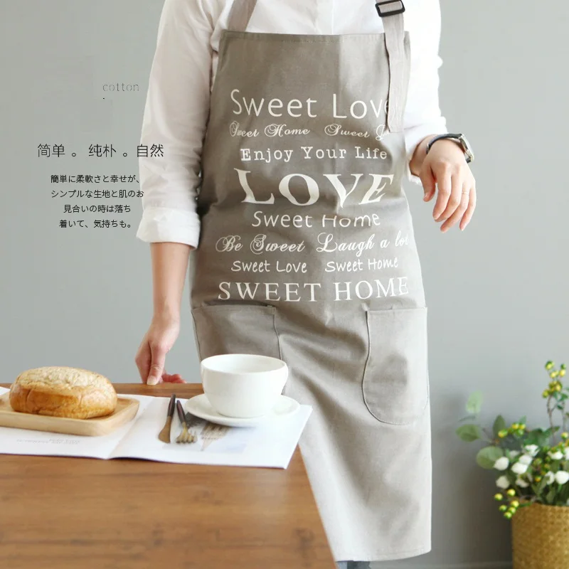 

Nordic wind Thickened Pure cotton Canvas apron Coffee shops work cleaning aprons for woman kitchen Baking daidle Sleeveless bib