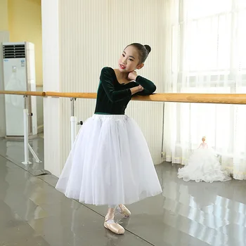 

2020 new Children white ballet Dance Dress polyester mesh Skirt Ballet Skirt girl ballet tutu skirt