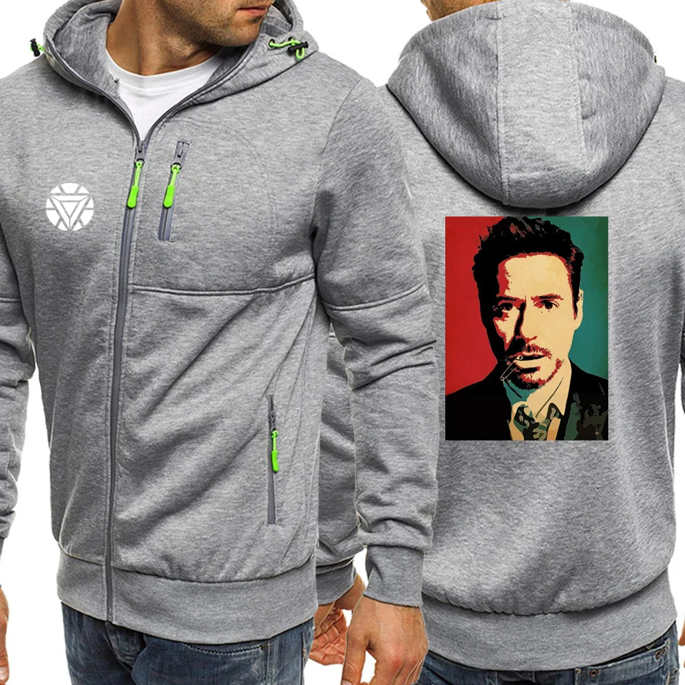 Мужская Уличная одежда с капюшоном Tony Stark iron man Новое Осеннее флисовое пальто на молнии повседневные куртки кофты с принтом Мстители мужские с капюшоном