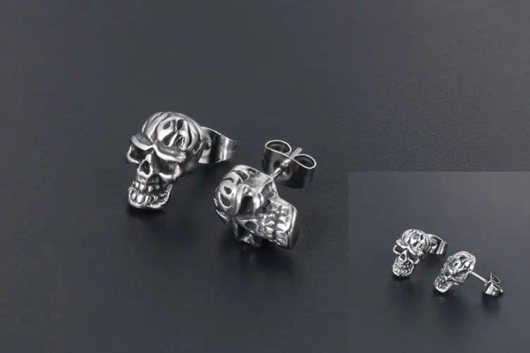 钛钢个性骷髅耳钉 非主流潮款男士耳饰 (3)