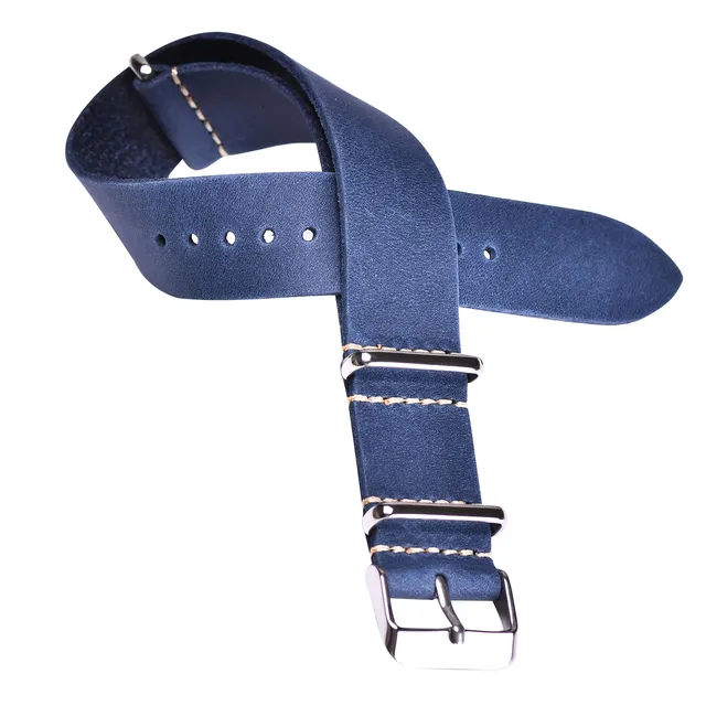 BEAFIRY Nato Watch Band 18mm 20mm 22mm Calfskin Leather Strap Watchband for Men Women huawei samsung Black Blue Red tan green blue-S