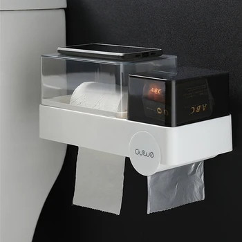 

Waterproof Toilet Paper Holder Multi-function Tissue Garbage Bag Storage Box Portable Toilet Paper Holder for Bathroom