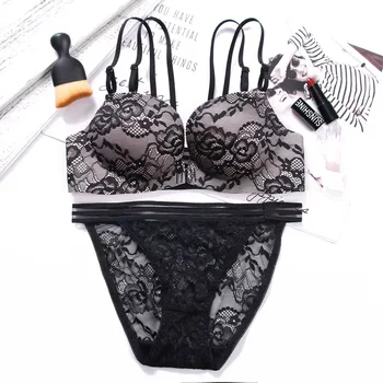 

Pink Lingerie Set Front Closure Women Underwear Set Push Up Bra Sets Lace Bra and Panty Set Sexy Bralette Seamless Gilr Bra