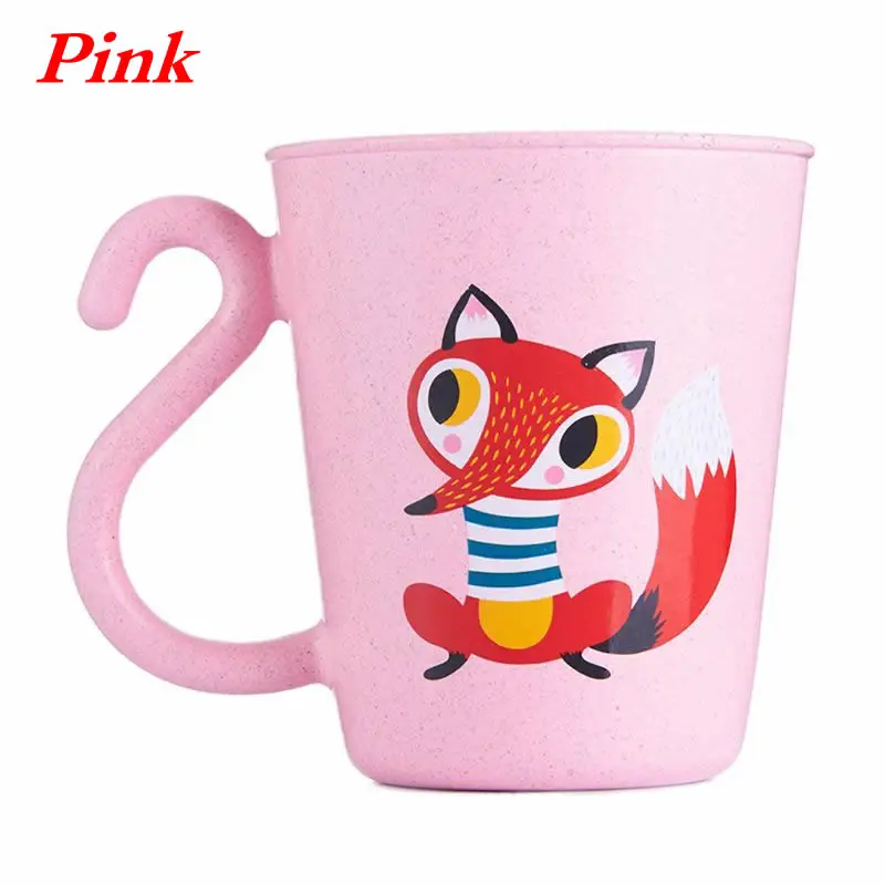 Pink Прекрасный пластиковый мультфильм Молоко Кофе чашка дети мультфильм Стиральная чашка держатель для зубной щетки PP ванная комната краску кружка - Цвет: Pink