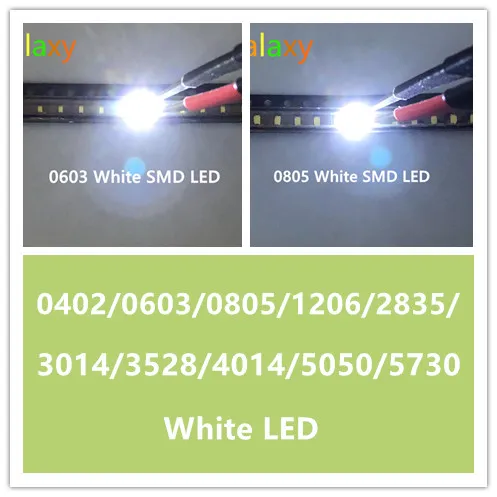 SMD 0402 0603 0805 2835 3528 1206 5050 5730 3014 Diodo белый/теплый белый светоизлучающие диоды супер