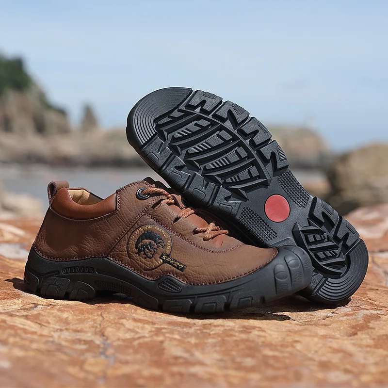 

MEN'S Shoes Leather Bag Head Men Work Shoes Sports Anti-slip Outdoor Climbing Boots Genuine Leather Safety Shoes