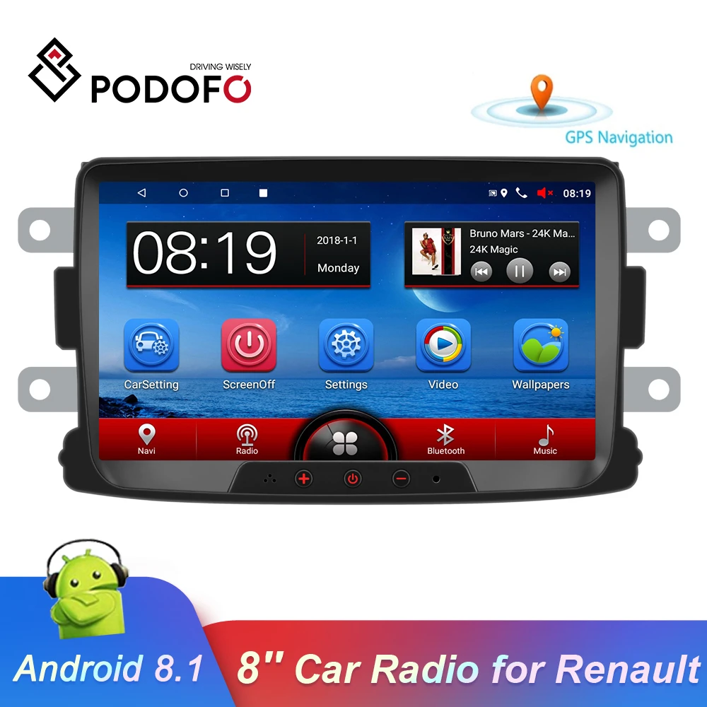 Автомагнитола Podofo мультимедийный плеер на Android с GPS 8 &quotэкраном функцией Mirrorlink