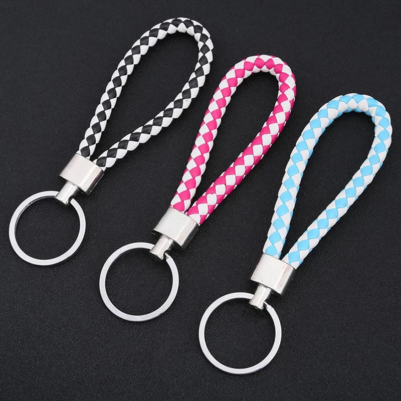 Key Chains PU Leather Braided Woven Rope Keychain DIY Bag Pendant Key Chain Holder Car Keyring Simple Multiuse Key Holder Gifts