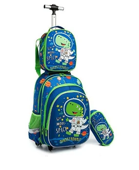 3pcs Schoolbag set with wheels lunch bag Sequins 16 inch School Rolling bags wheeled backpack Student trolley backpack for boys 1