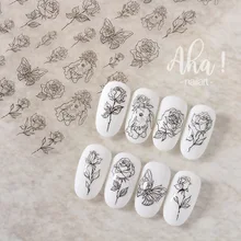 1PC Cute Nail Art 3D Sticker Cartoon Summer Painting Rabbit Bear Flower Cloud Peach Nail Art Decor Decal for Child Students Aha!