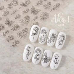 1PC Cute Nail Art 3D Sticker Cartoon Summer Painting Rabbit Bear Flower Cloud Peach Nail Art Decor Decal for Child Students Aha!