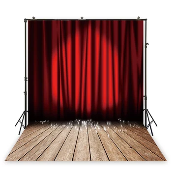 

Photography red curtain background backdrops wooden floor photographyh for wedding party photoshoot xt-1681