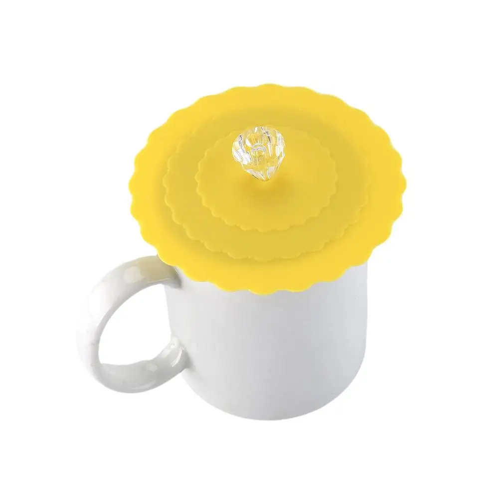 Силиконовые крышки для чайная чашка с крышкой Герметичная, силиконовая анти-пылезащитный колпачок крышки термостойкие многоразовые герметичные чаши Крышка стеклянные кружки Крышка - Цвет: YellowDiamond