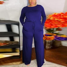 

4XL 5XL Plus Size Jumpsuits & Rompers for Women New Autumn Fall High Waisted Solid Fashion Oversized Daily Wearn Jumpsuits Cloth