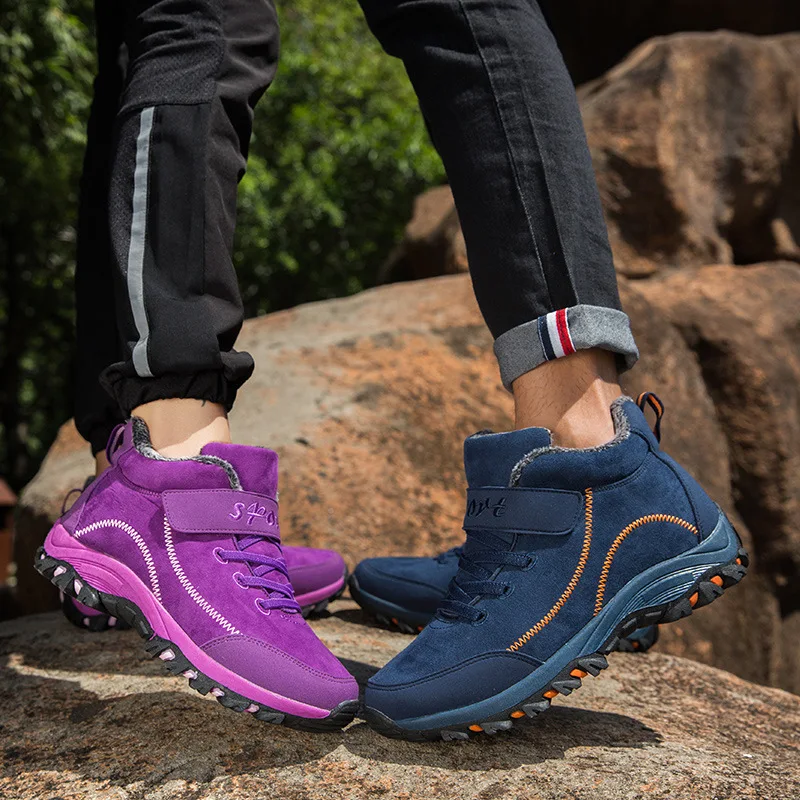 

2019 Winter Plus Velvet Warm Couple Snow Boots Slip Wear-resistant Hiking Sneakers Men and Women Fashion Ankle Boots Work Shoes