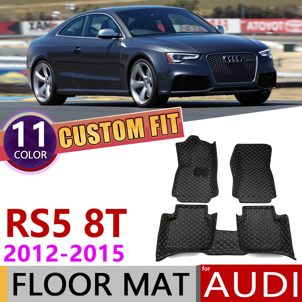 Custom Car Leather Floor Mats for Audi RS5 RS 5 8T 2012~2015 Seats Waterprool Auto Foot Pad Carpet Accessories 2013 2014 | Автомобили и