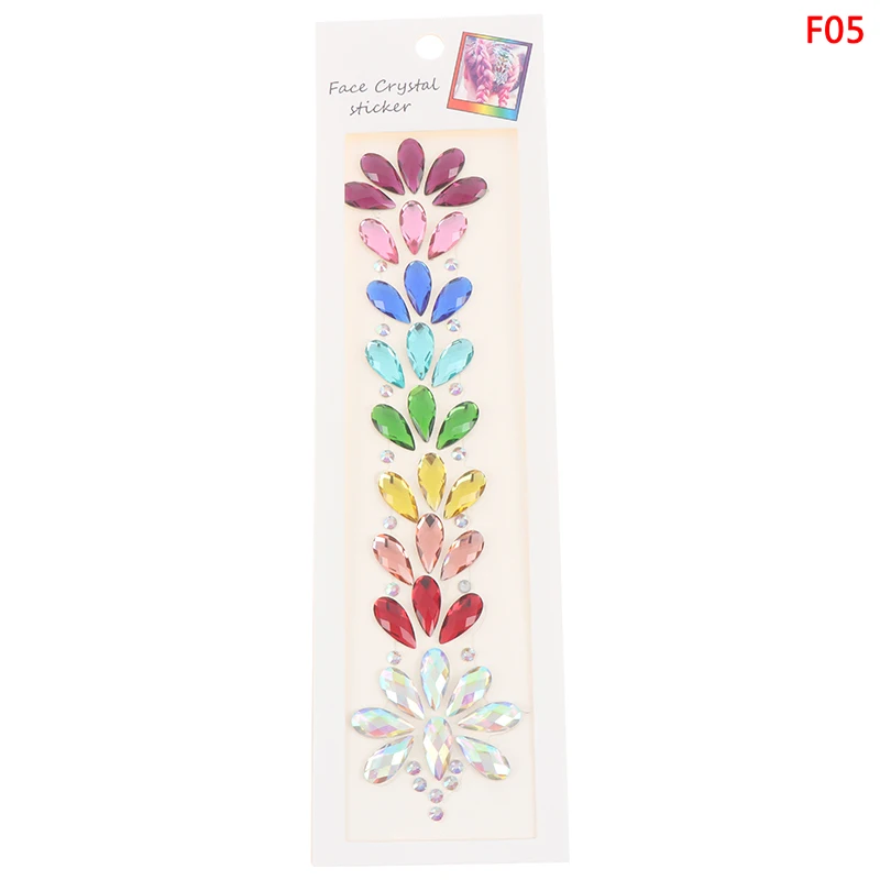 Temporary Tattoo Stickers 3D Crystal Stickers Forehead Headpiece Hair Glitter Face Body Gems Shiny Sticker - Цвет: F05