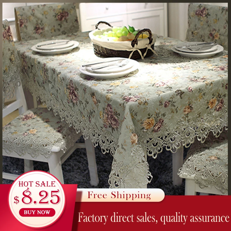

Designer Embroidered Lace Crochet Tablecloth Elegant European Rustic Floral Table Decoration Chair Cover Table Runner & Cloth