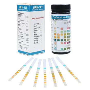 

100Strips URS-10T Urinalysis Reagent Strips 10 Parameters Urine Test Strip Leukocytes Nitrite Protein pH Blood Ketone Glucose