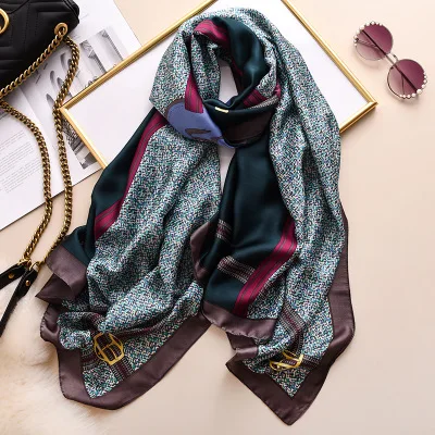 Роскошный бренд, хиджаб, летние женские шарфы, мягкие, длинные, с принтом, шелковые шарфы, Женская шаль и накидка, дизайнерская Пашмина, бандана, пляжные палантины - Цвет: F-314