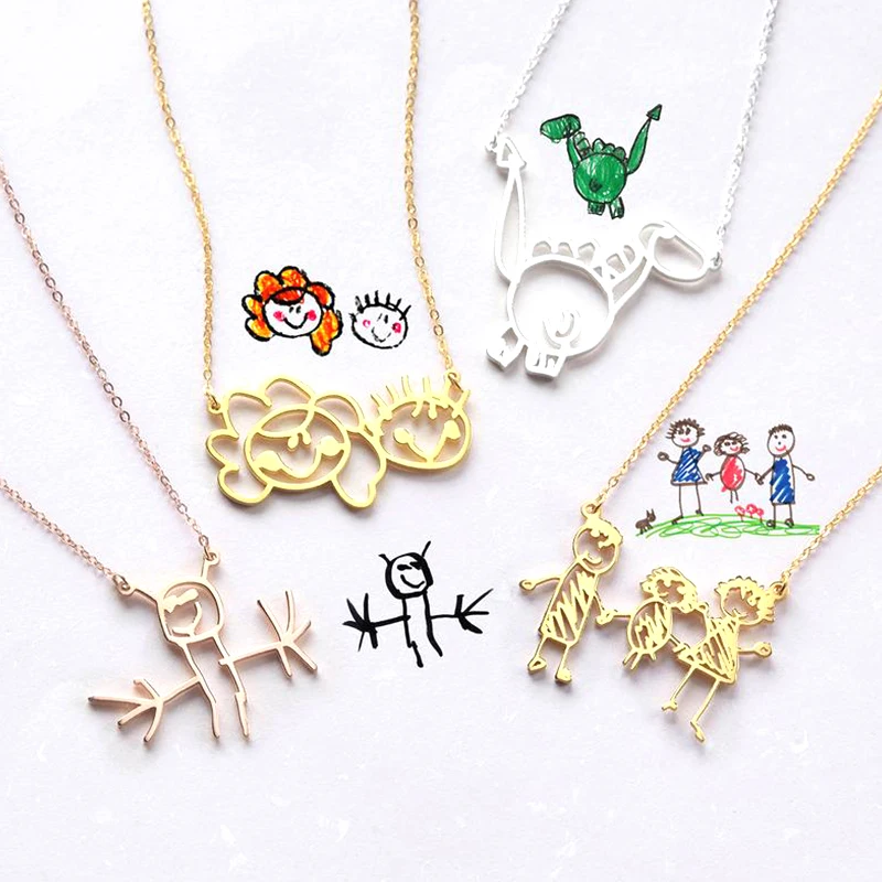 Painting Necklace • Children's Art Customized Mother Grandmother Jewelry | Украшения и аксессуары
