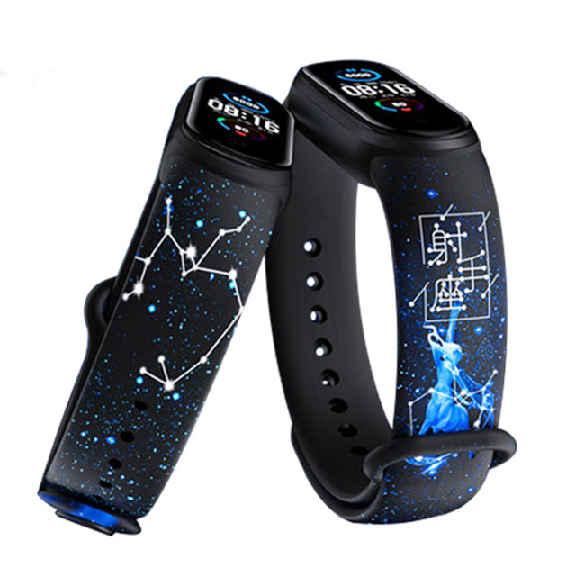 Starry Printed Strap for Xiaomi Mi Band 6 5 4 3 NFC Sport Wristband Silicone Bracelet Mi Watch Replacement Belt