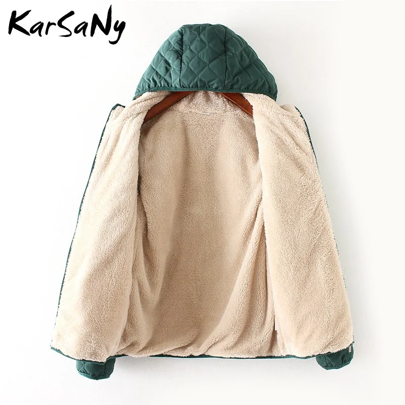 Tanie KarSaNy krótka bluza z kapturem aksamitna kurtka zimowa damska kurtki typu basic płaszcz damski aksamitna ciepła kurtka polarowa z kapturem damska znosić