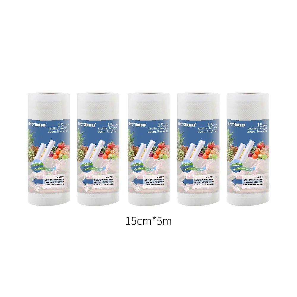 15cmx5m 5 rolls FUNHO вакуумные упаковочные пакеты для пищевых 5 рулонов вакуумный упаковщик пакеты для вакуумного упаковщика 12/15/20/25/28/30 см* 5 м saver вакуумный запечатывания пакетов - Цвет: 15cmx5m 5 rolls