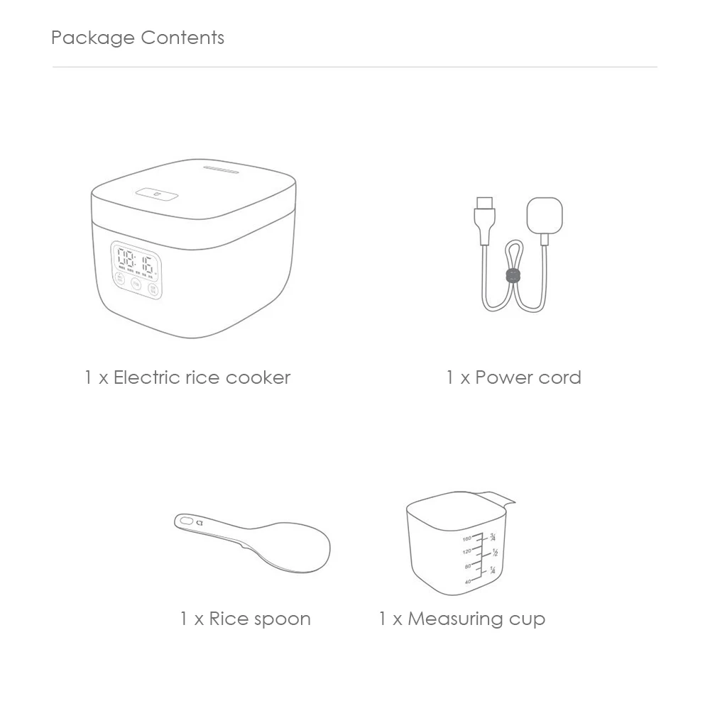 Оригинальная электрическая рисоварка Xiaomi Mijia, 1,6л, кухонная мини-плита, маленькая рисоварка, умный светодиодный дисплей, рисоварка