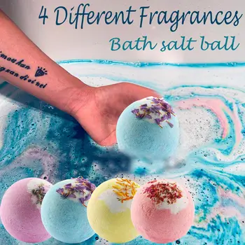 

Behogar 4PCS Bath Bomb Balls Dry Flower Essential Oil Natural Body Cleaner SPA Salt Bomb Balls for Women Girls Birthday Gift