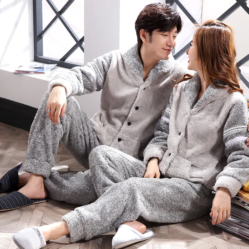 Ladies-flannel-men-winter-fleece-thick-pajama-suit-Autumn-winter-couples-pajamas