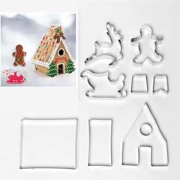 

9Pcs/set Stainless Steel Christmas Cookie Cutters 3D Cake Cookie Fondant Mold Fondant Cutter DIY Baking Tools