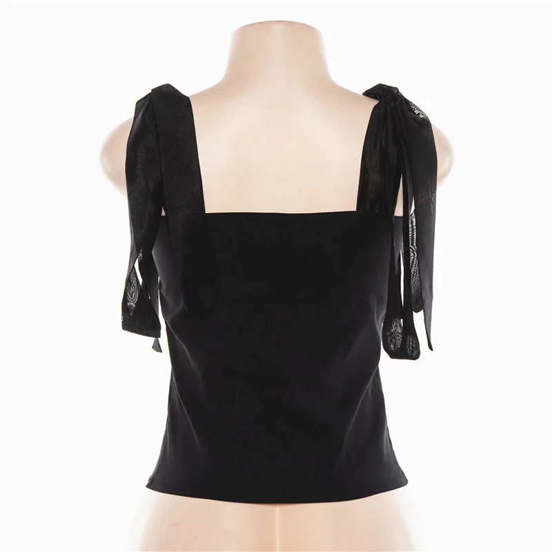 Sexy Camis Tops For Women Lace Up Sleeveless Off Shoulder Slim Clothing Vest Female Fashion New Summer