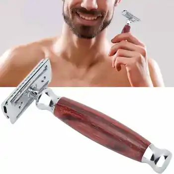 

Wooden Handle Razor Manual Safety Shaving Knife Hair Remover Tool for Household Salon Use Hair Beard Trimmer