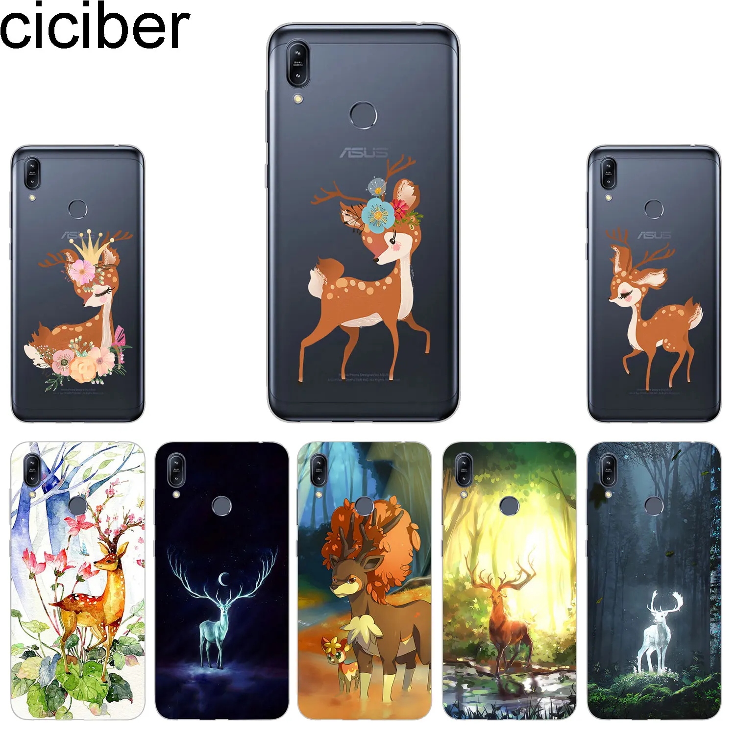 

ciciber Phone Case For ASUS Zenfone Max Pro (M1) (M2) Case TPU Back Cover ZB601KL ZB602KL ZB631KL ZB633KL ZB555KL Cute Sika Deer