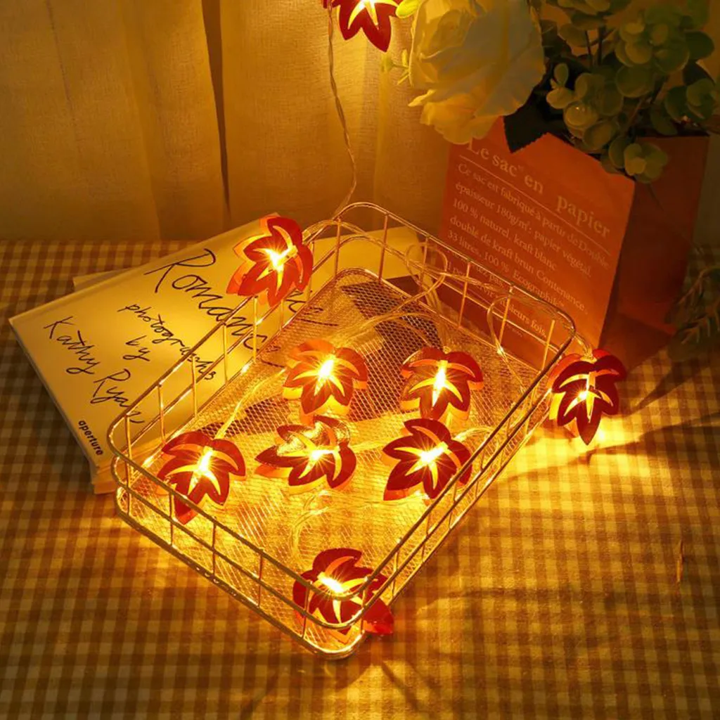 Гирляндовый светильник 10LED, Рождественский/свадебный/вечерние, декоративный светильник s, абажур для спальни, Рождественский декоративный светильник в виде кленового листа, гирлянда# C