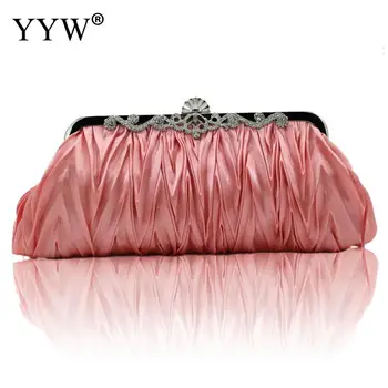 

Silk Evening Handbags Cocktail Clutches Silk Pleats Chain Dinner Bag Party Banquet Bride Dance Party Totes Luxury Evening Bags