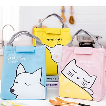 

Cooler Lunch Bag Fashion Ctue Cat Multicolor Bags Women Waterproof Hand Pack Thermal Breakfast Box Portable Picnic Travel