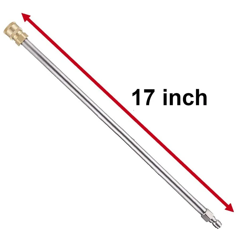 Pressure Washer Extension Rod, 17-Inch Stainless Steel 1/4 Inch Quick-Connect Electric Washer Nozzle, 2 Pieces 3