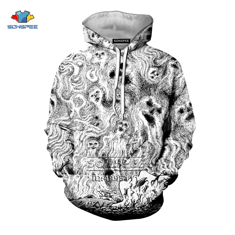 3 SONSPEE Japan Junji Ito Horror Manga 3D Print Men Women Hooded Hoodies Sweatshirts Pullover Casual Hip Hop Autumn Tops - Цвет: 3
