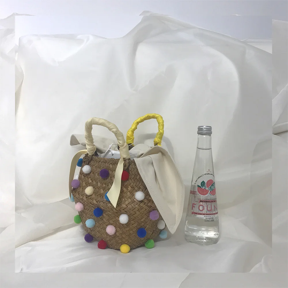 Ручная шитая Праздничная модная тканая сумка для корзины, морская соломенная сумка с бриллиантами для женщин