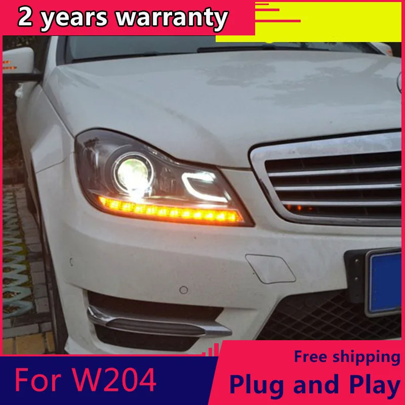 

Автомобильный Стайлинг KOWELL для Benz W204, фары 2011-2013, C180, C200, C260, светодиодные фары drl H7, биксеноновые линзы, ближний свет