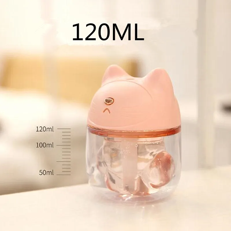cat pink USB Ultrasonic Air Humidifier Home Car Aroma Essential Oil Diffuser Fogger Mist Maker With LED Night Lamp - Цвет: cat pink