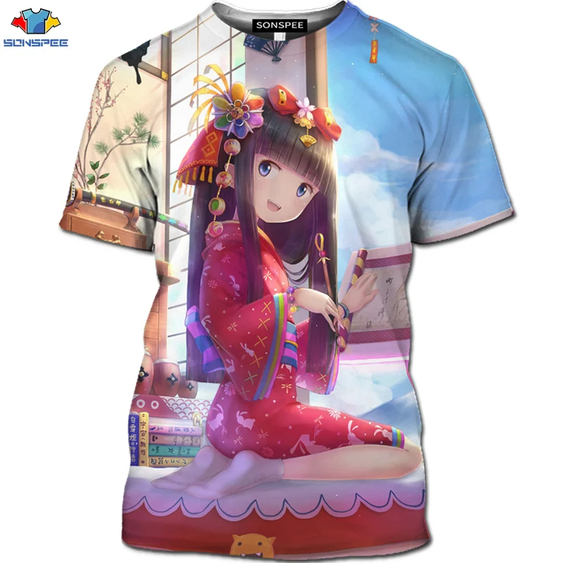 

SONSPEE Summer Short Sleeve Anime Original T-Shirt 3D Print Cartoon Men's T-Shirt Fun Loli Beauty Shirt Basketball Training Tops